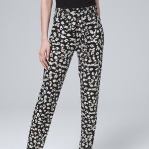 WHBM Matte Jersey Printed Pants belted cinched waist sz sm